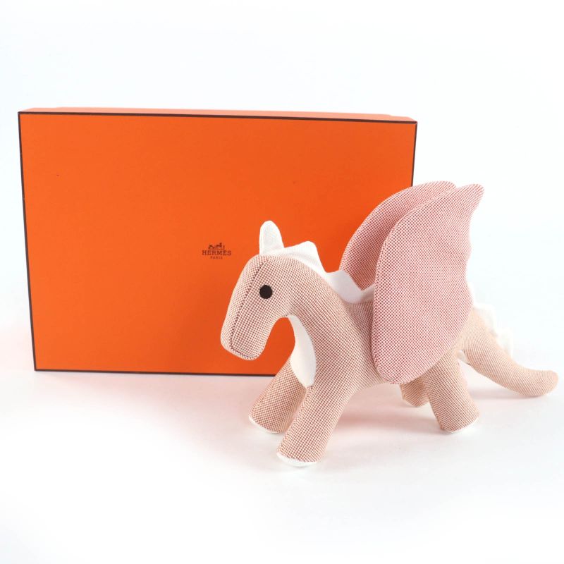 Hermes Dragon Epope Plush Toy, 100% Cotton, Rose Bougainvillea