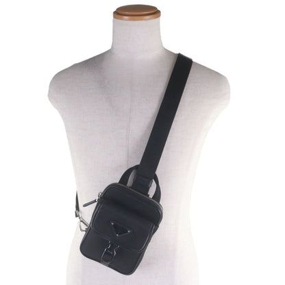 Prada Saffiano Leather Nylon Renylon Triangle Logo Plate Smartphone Case Bag