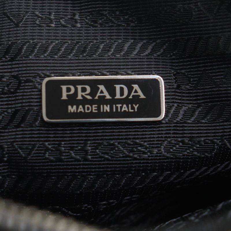 Prada Saffiano Leather Nylon Renylon Triangle Logo Plate Smartphone Case Bag