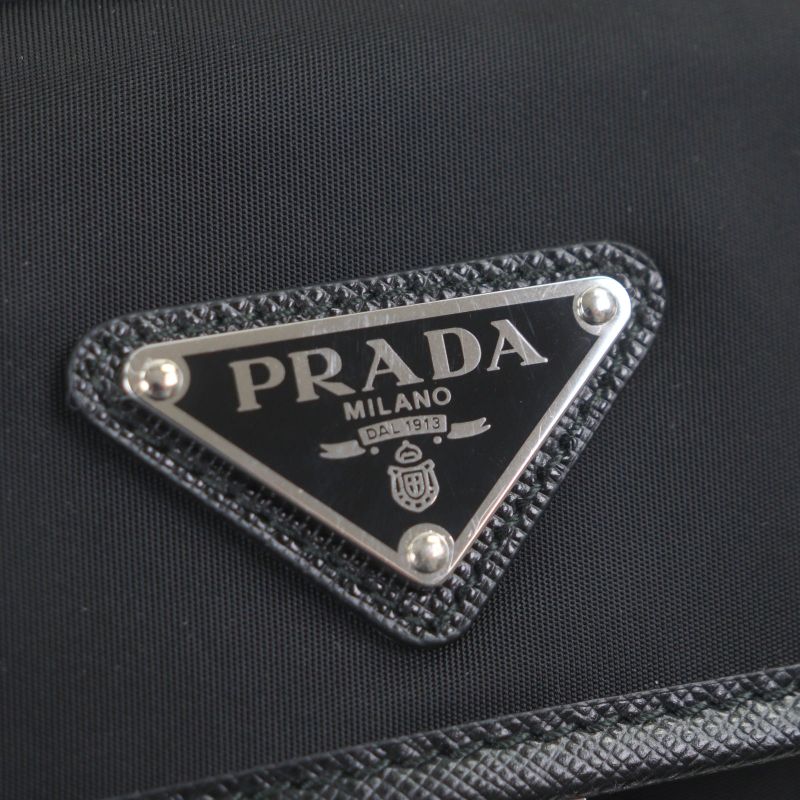 Prada Saffiano Leather Nylon Renylon Triangle Logo Plate Smartphone Case Bag