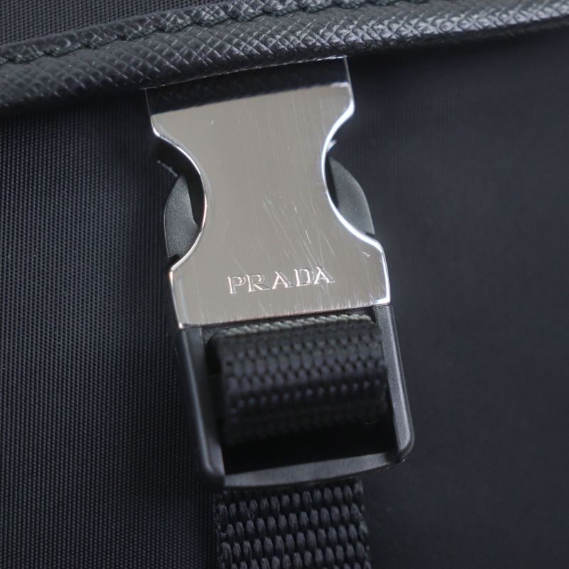 Prada Saffiano Leather Nylon Renylon Triangle Logo Plate Smartphone Case Bag