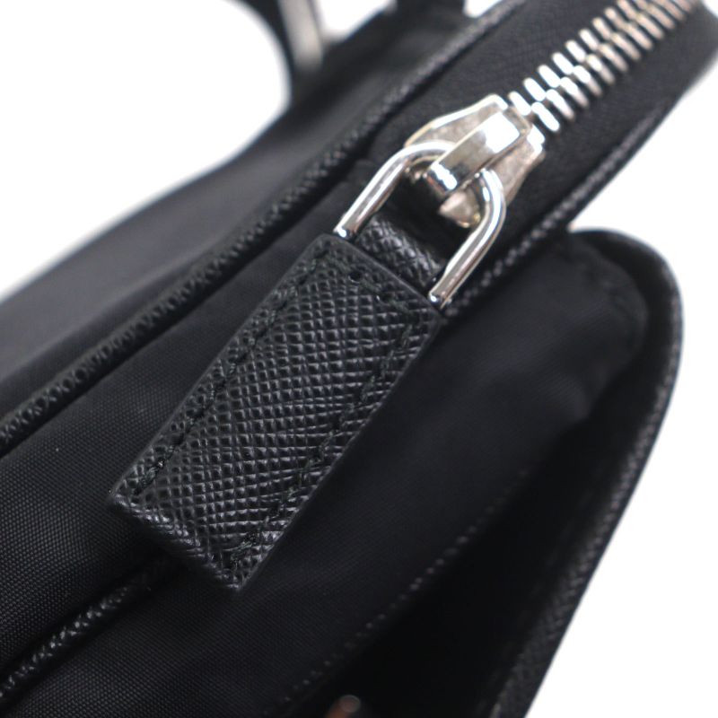 Prada Saffiano Leather Nylon Renylon Triangle Logo Plate Smartphone Case Bag