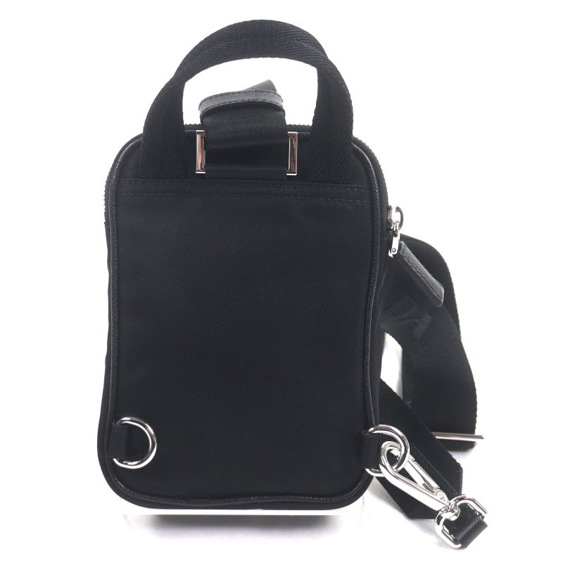 Prada Saffiano Leather Nylon Renylon Triangle Logo Plate Smartphone Case Bag