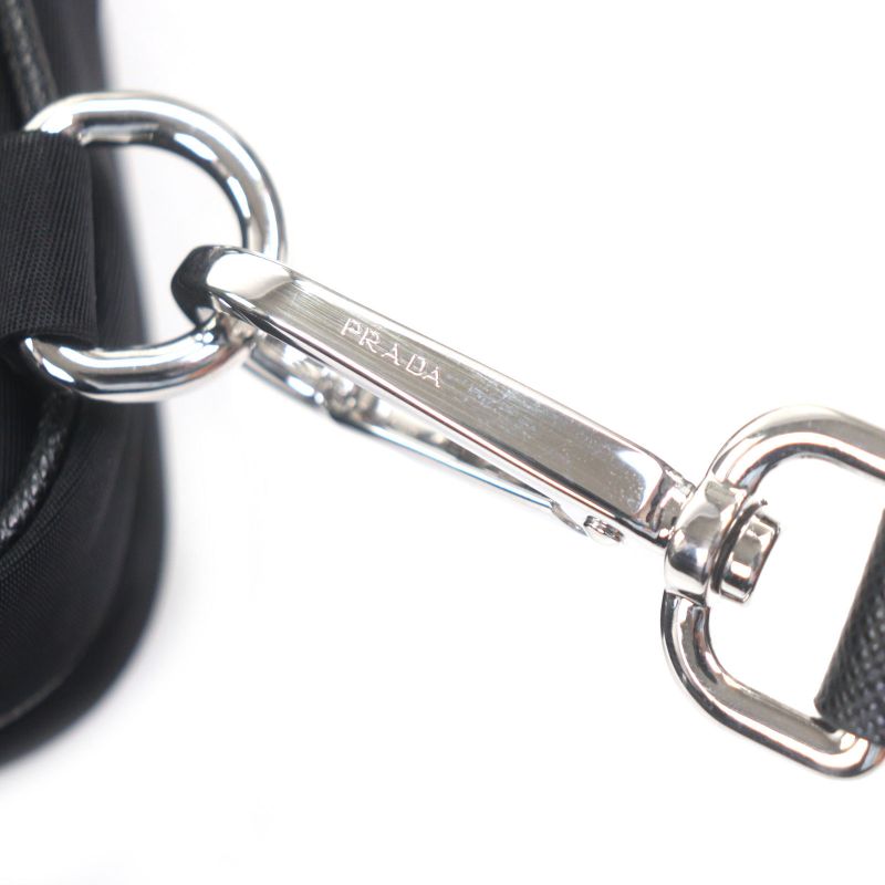 Prada Saffiano Leather Nylon Renylon Triangle Logo Plate Smartphone Case Bag