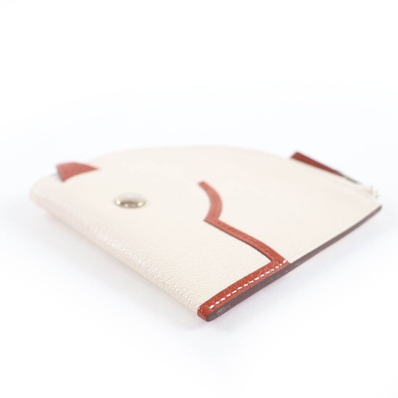 Hermes Paddock Chevre Silver Hardware Serie Hardware Coin Case Ivory U Engraved