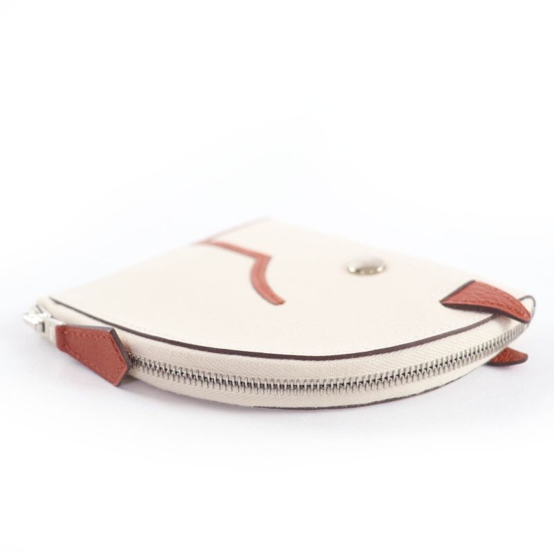 Hermes Paddock Chevre Silver Hardware Serie Hardware Coin Case Ivory U Engraved