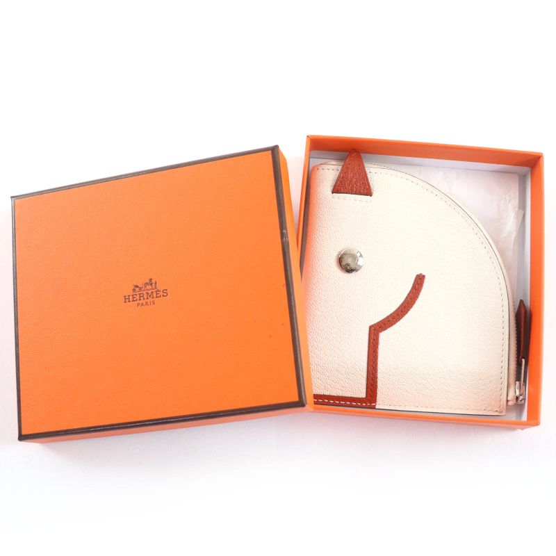 Hermes Paddock Chevre Silver Hardware Serie Hardware Coin Case Ivory U Engraved