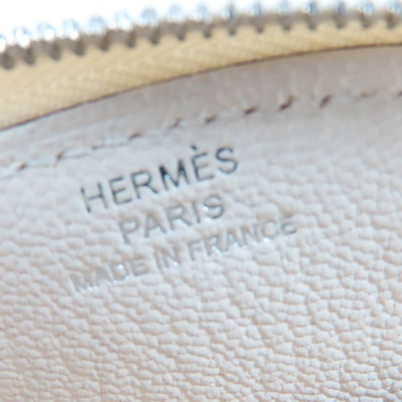 Hermes Paddock Chevre Silver Hardware Serie Hardware Coin Case Ivory U Engraved