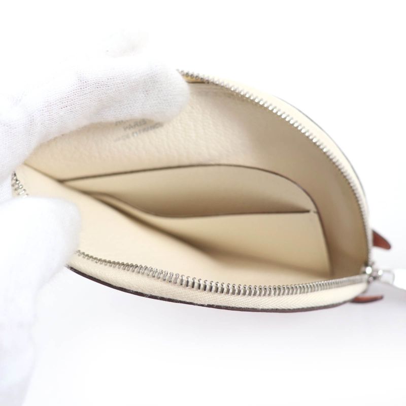 Hermes Paddock Chevre Silver Hardware Serie Hardware Coin Case Ivory U Engraved