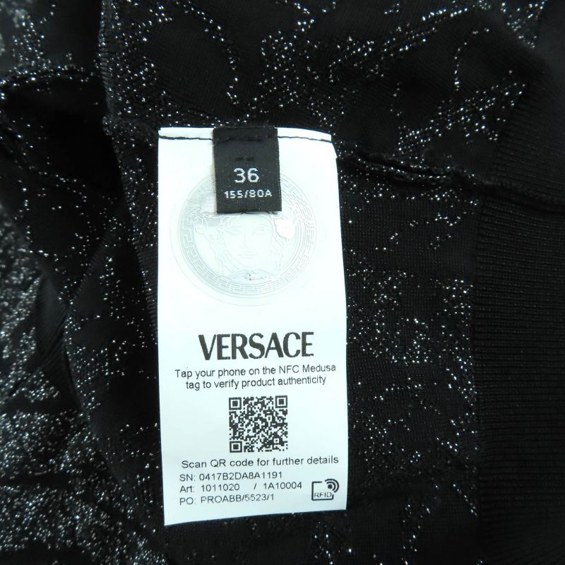 Versace 2023 1011020 1011396 Medusa Barocco Lurex Knit Cardigan + Cami Dress