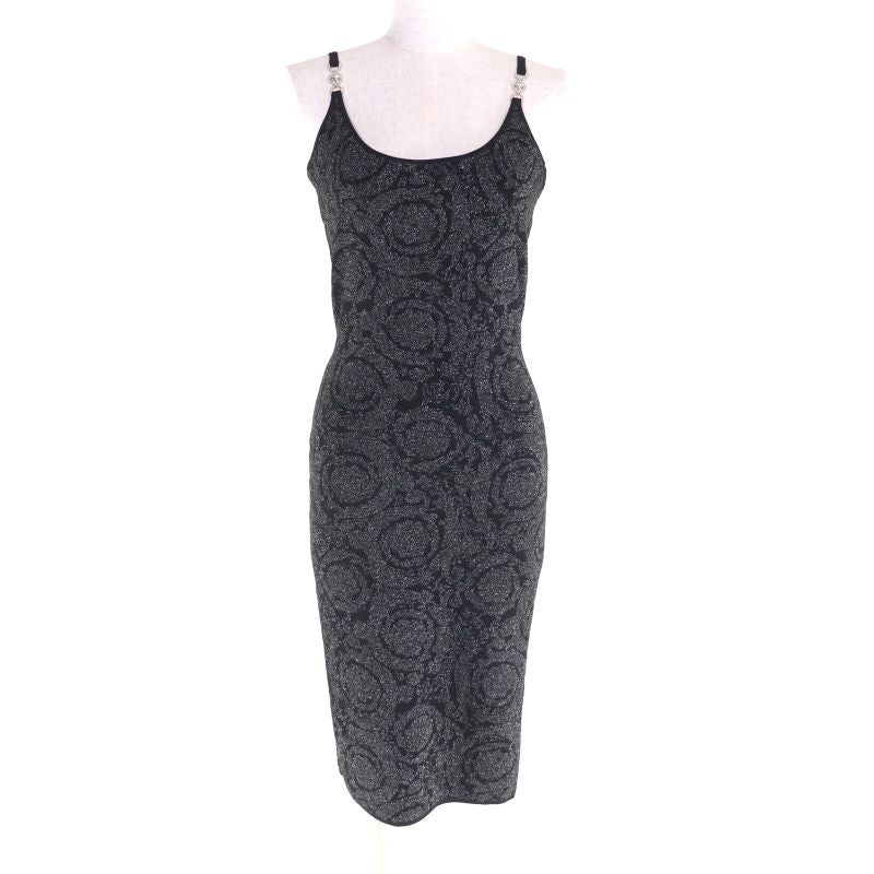 Versace 2023 1011020 1011396 Medusa Barocco Lurex Knit Cardigan + Cami Dress