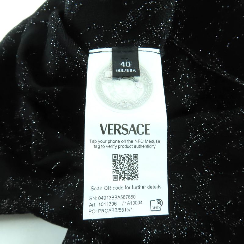 Versace 2023 1011020 1011396 Medusa Barocco Lurex Knit Cardigan + Cami Dress