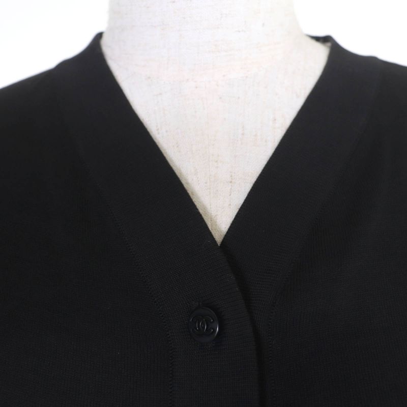 Chanel 98p P10600v00456 100% Cotton Coco Mark Button Short Sleeve Knit Black 38