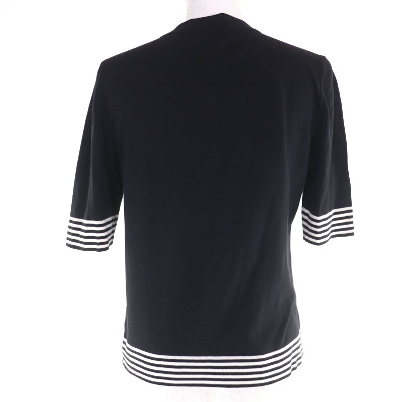 Chanel 98p P10600v00456 100% Cotton Coco Mark Button Short Sleeve Knit Black 38