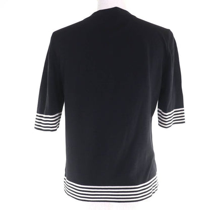 Chanel 98p P10600v00456 100% Cotton Coco Mark Button Short Sleeve Knit Black 38