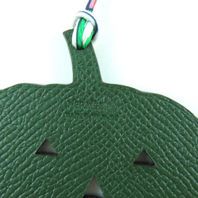 Hermes Petite Ash Charm Blue Green Togo Pumpkin Bag Charm Made in France Women