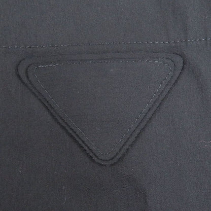 Prada 24ss Sc763 Half Zip Triangle Motif Cotton Blend Short Sleeve Shirt Black