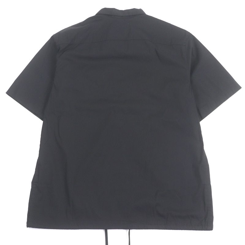 Prada 24ss Sc763 Half Zip Triangle Motif Cotton Blend Short Sleeve Shirt Black