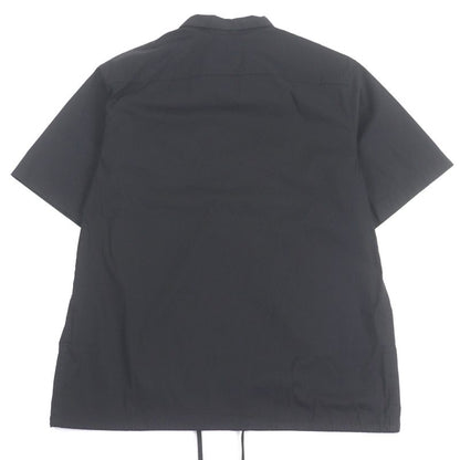 Prada 24ss Sc763 Half Zip Triangle Motif Cotton Blend Short Sleeve Shirt Black