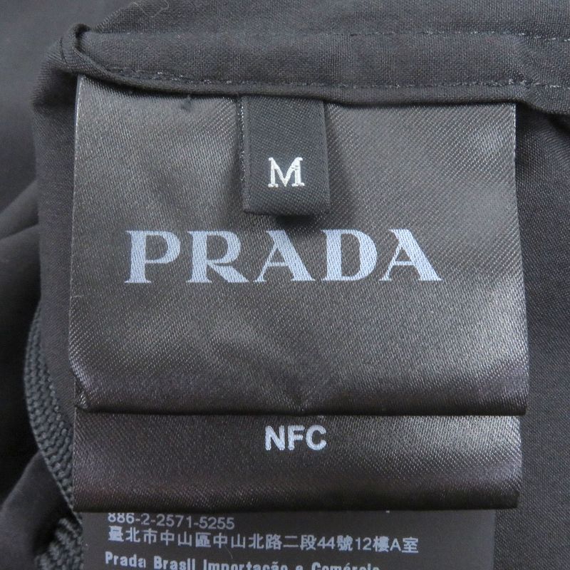 Prada 24ss Sc763 Half Zip Triangle Motif Cotton Blend Short Sleeve Shirt Black