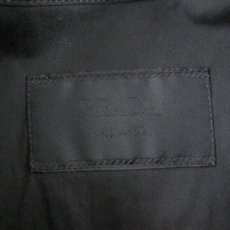 Prada 24ss Sc763 Half Zip Triangle Motif Cotton Blend Short Sleeve Shirt Black