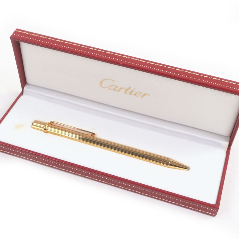 Cartier Striped Mast de Cartier Ballpoint Pen with Twist Gold Made in France