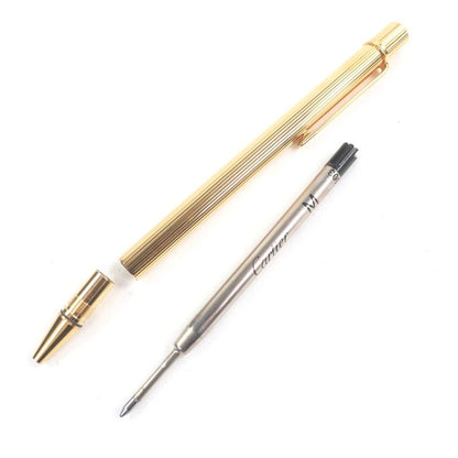 Cartier Striped Mast de Cartier Ballpoint Pen with Twist Gold Made in France