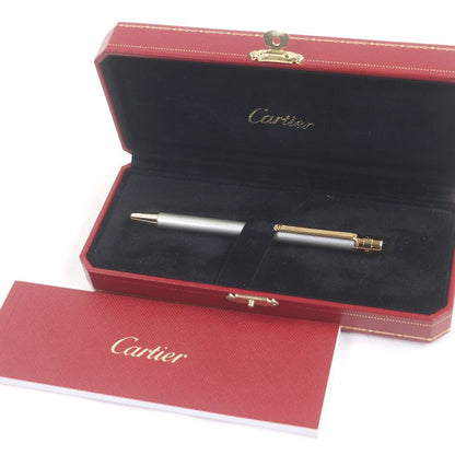Cartier Santos de Cartier Ballpoint Pen with Twist Silver Gold with Case Made