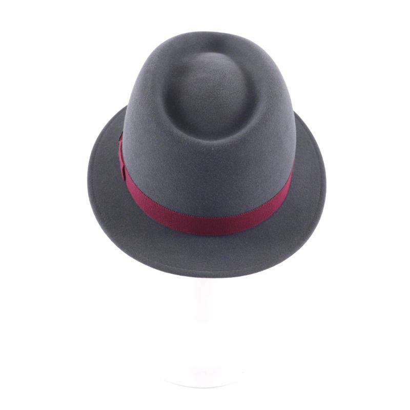 Chanel Rabbit Felt Hat with Coco Mark Plate Gray Bordeaux M Made in France