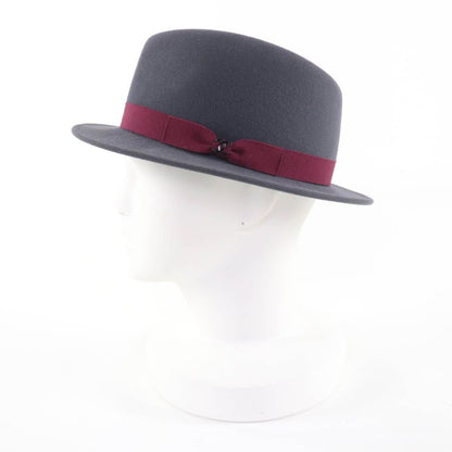 Chanel Rabbit Felt Hat with Coco Mark Plate Gray Bordeaux M Made in France