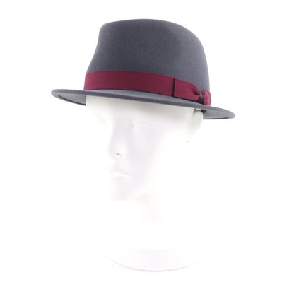 Chanel Rabbit Felt Hat with Coco Mark Plate Gray Bordeaux M Made in France