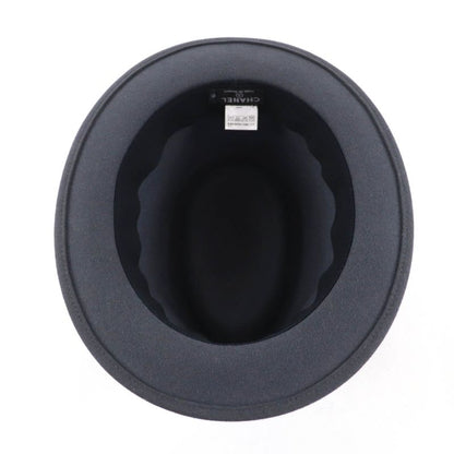 Chanel Rabbit Felt Hat with Coco Mark Plate Gray Bordeaux M Made in France