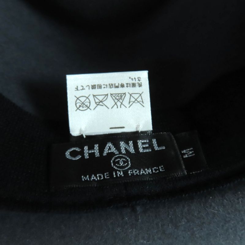 Chanel Rabbit Felt Hat with Coco Mark Plate Gray Bordeaux M Made in France