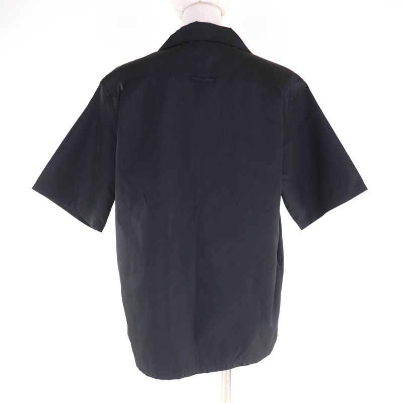 Prada 24x702 Renylon Triangle Logo Plate Short Sleeve Shirt with Pouch Black
