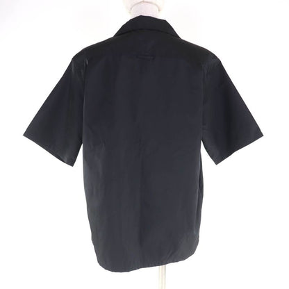 Prada 24x702 Renylon Triangle Logo Plate Short Sleeve Shirt with Pouch Black