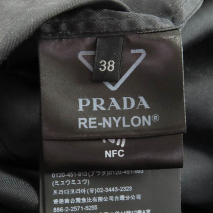Prada 24x702 Renylon Triangle Logo Plate Short Sleeve Shirt with Pouch Black