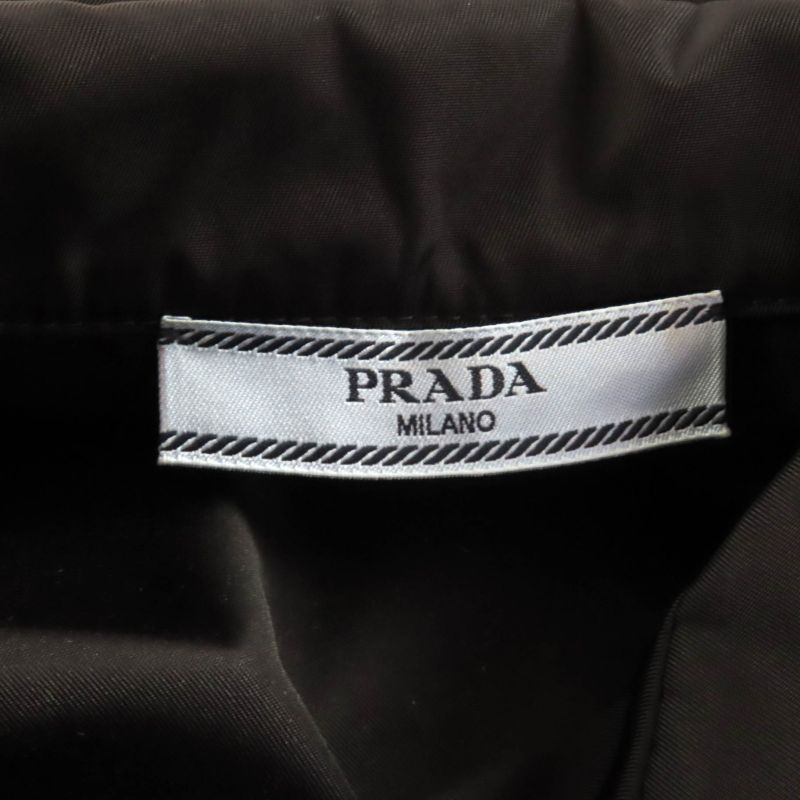 Prada 24x702 Renylon Triangle Logo Plate Short Sleeve Shirt with Pouch Black