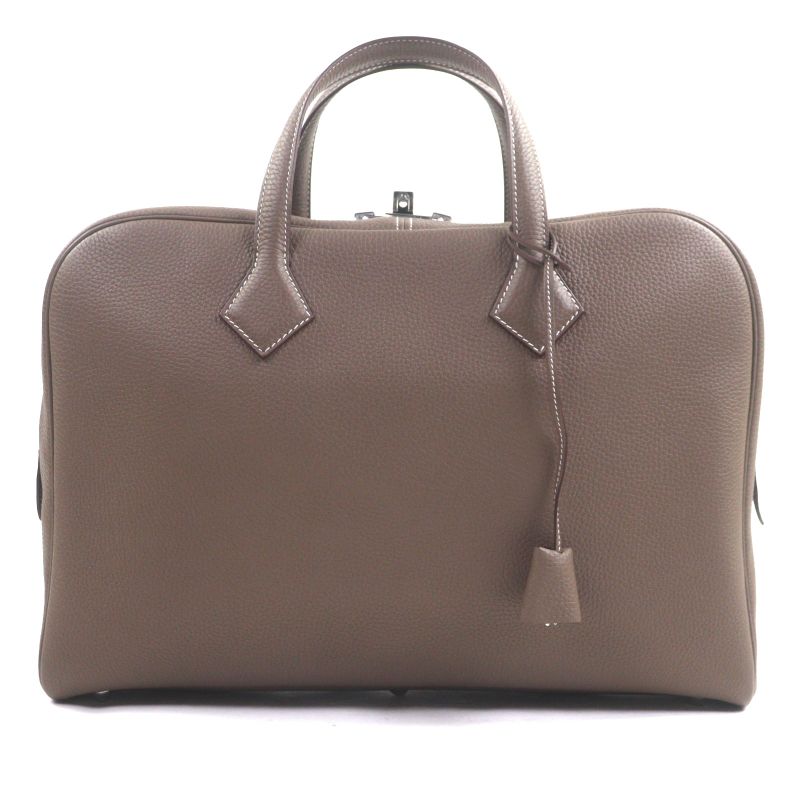 Hermes Victoria 2 12h Taurillon Clemence Leather Etoupe Silver Hardware
