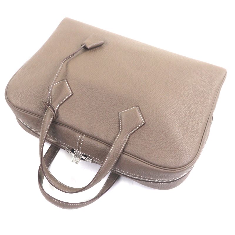 Hermes Victoria 2 12h Taurillon Clemence Leather Etoupe Silver Hardware