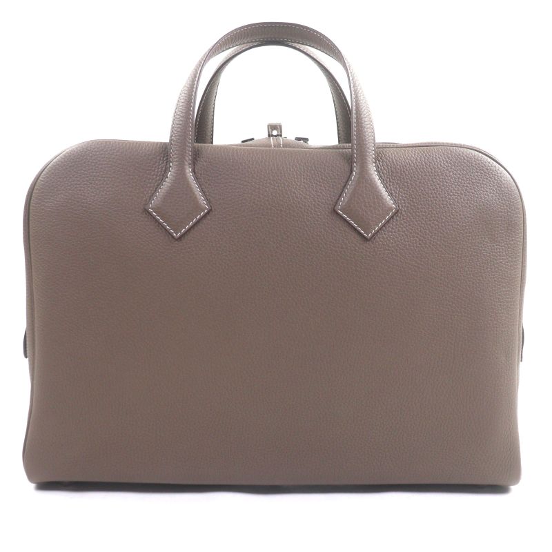 Hermes Victoria 2 12h Taurillon Clemence Leather Etoupe Silver Hardware
