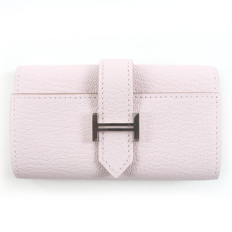 Hermes Bearn Chevre Mauve Père Silver Hardware 4ring Key Case Engraved W with