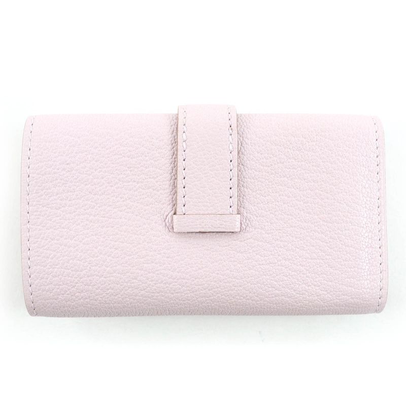 Hermes Bearn Chevre Mauve Père Silver Hardware 4ring Key Case Engraved W with