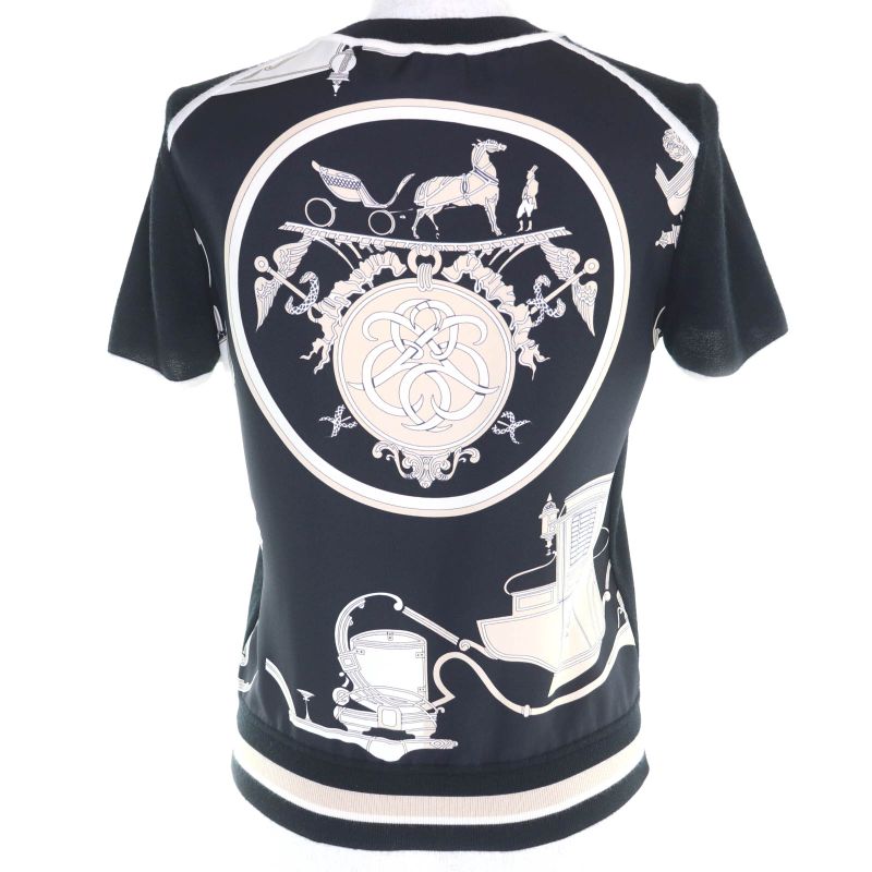 Hermes 23ss 3e2800d7 Twin Laine Exlibris Silk Cashmere Short Sleeve Knit