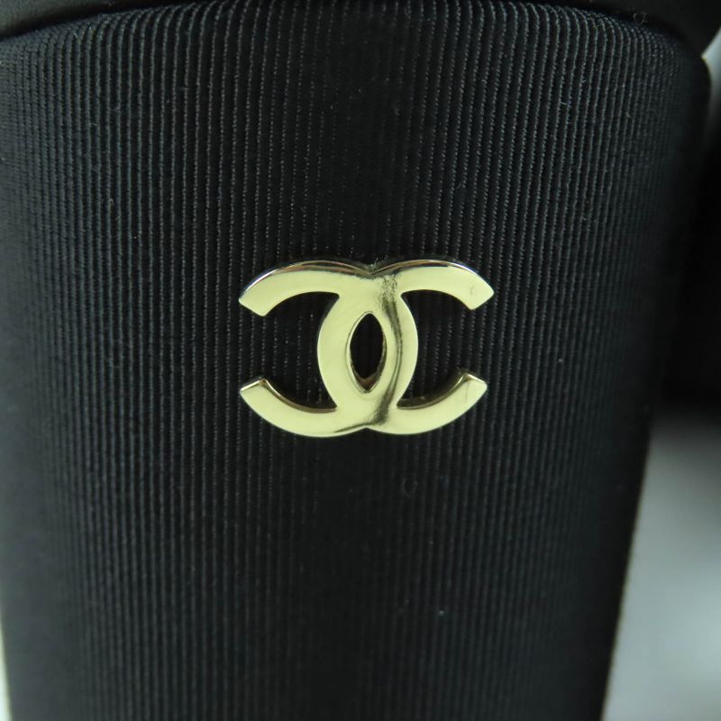 Chanel 22k G39529 Coco Mark Leather Ankle Boots with Gold Hardware Black 36