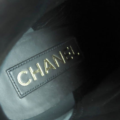 Chanel 22k G39529 Coco Mark Leather Ankle Boots with Gold Hardware Black 36