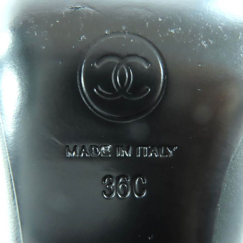 Chanel 22k G39529 Coco Mark Leather Ankle Boots with Gold Hardware Black 36