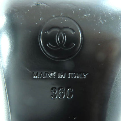 Chanel 22k G39529 Coco Mark Leather Ankle Boots with Gold Hardware Black 36