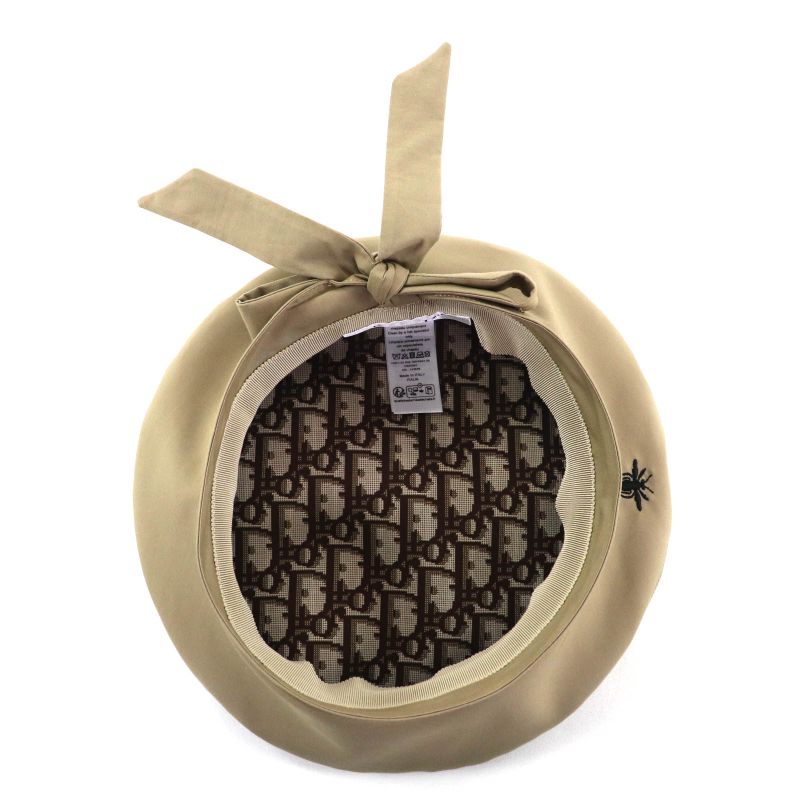 Christian Dior 35dao910a130 Lined with Oblique Pattern Bee Embroidered Beret