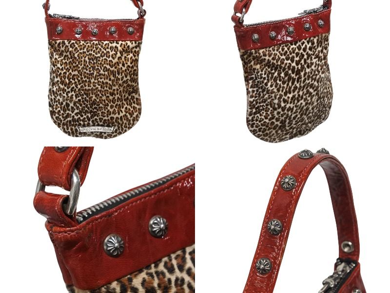 Chrome Hearts Mini Andbag Cross Ball Calf Hair Leather Leopard Silver — view 3