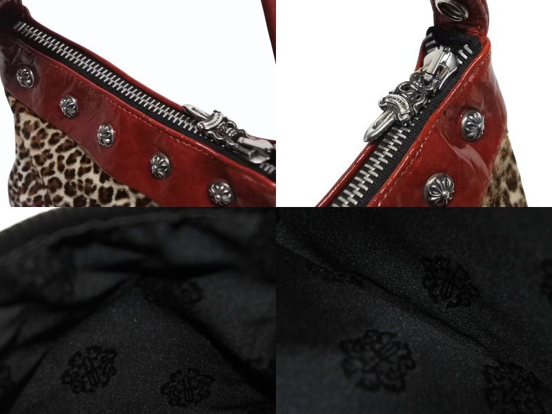 Chrome Hearts Mini Andbag Cross Ball Calf Hair Leather Leopard Silver — view 7